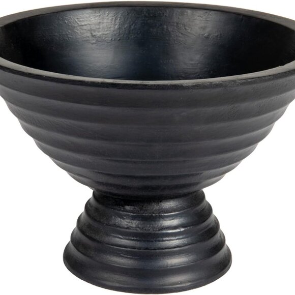 Other - Boho Wood Pedestal Serving Bowl, Black Finish